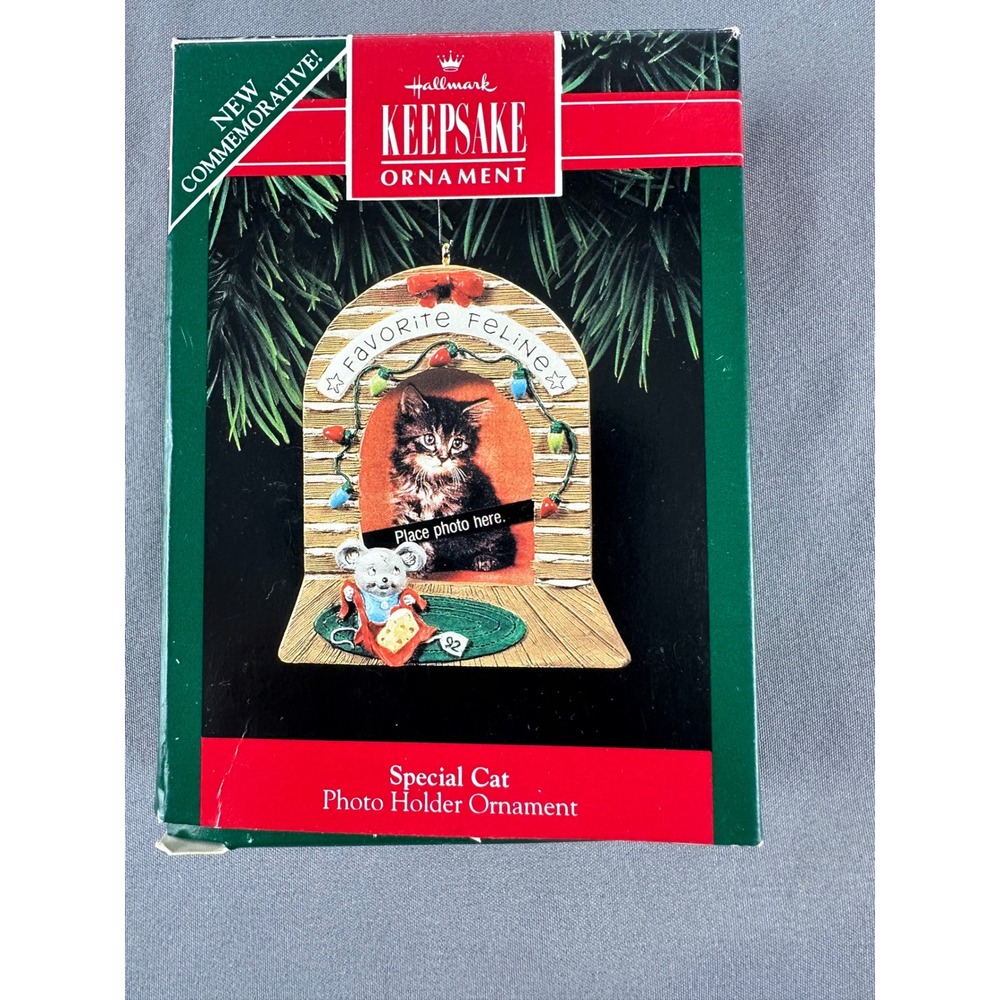 NIB Vintage 1992‎ Hallmark Special Cat Photo Holder Ornament